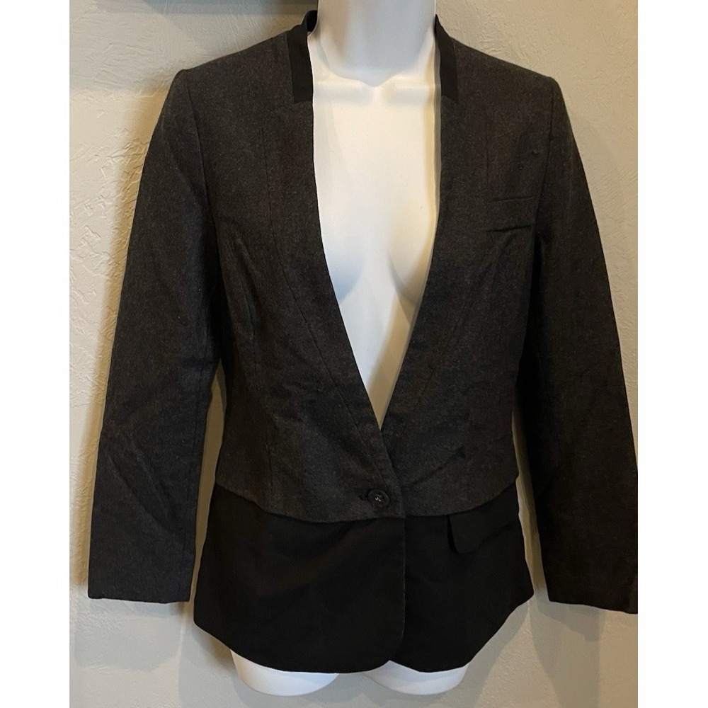 Simply Vera Vera Wang Blazer Jacker Women's Size XS Gary/ Black 60% Wool